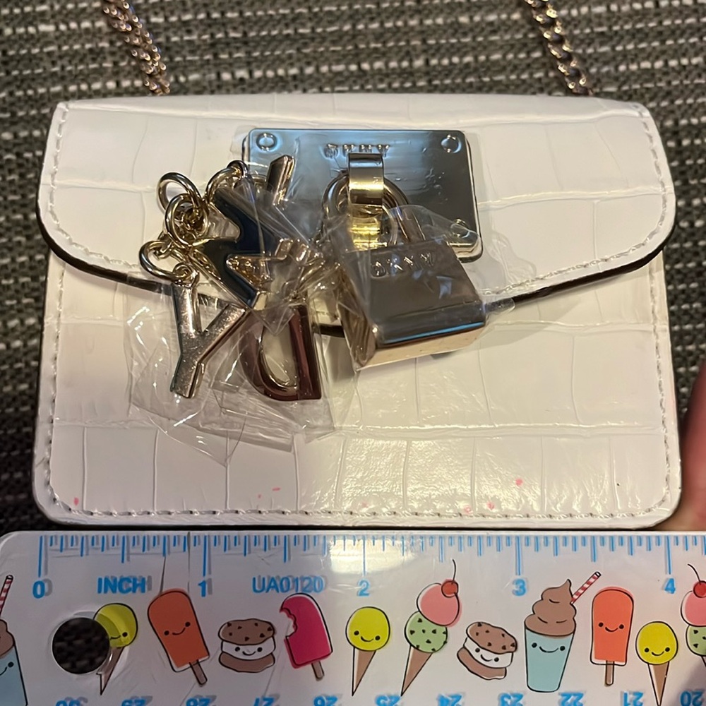 DKNY White Croc-Embossed Crossbody Bag